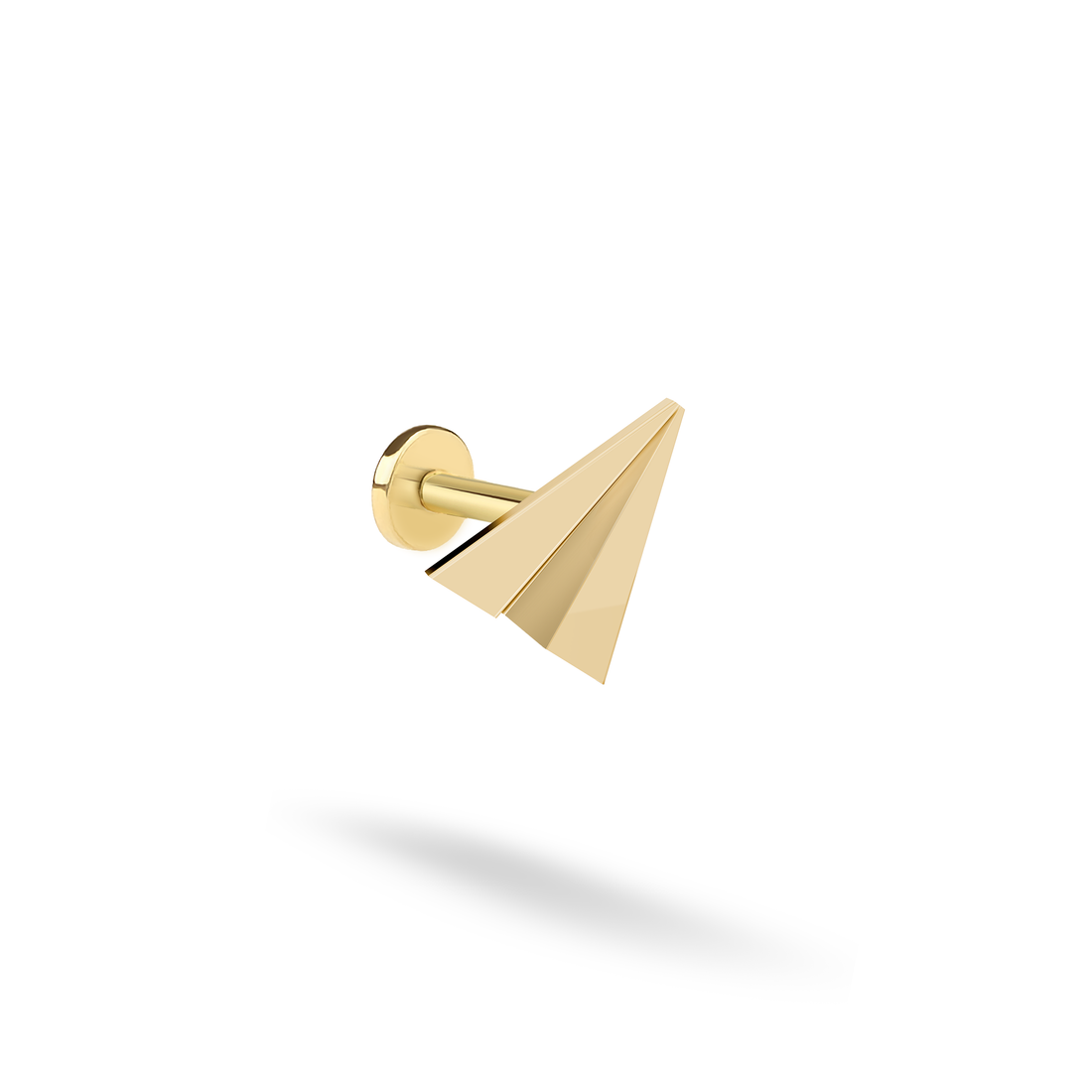 Paper Airplane Flatback Ear Piercing 14K Gold / Silver inspired by origami airplane earring designs