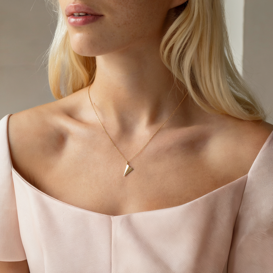 Paper Airplane Initial Letter Custom Necklace in 14K Gold or Silver. A hand crafted paper plane pendant inspired by origami, personalized with your initial.