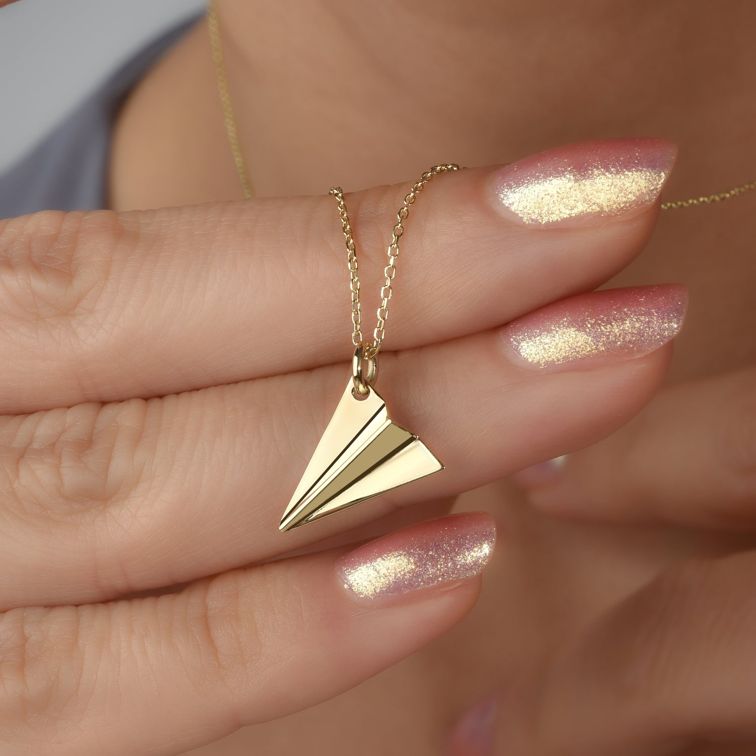 Paper Airplane Necklace 14K Gold / Silver