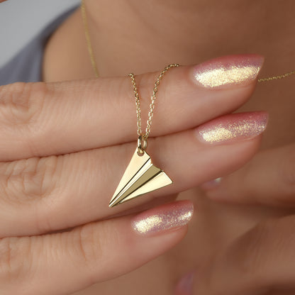 Paper Airplane Necklace 14K Gold / Silver