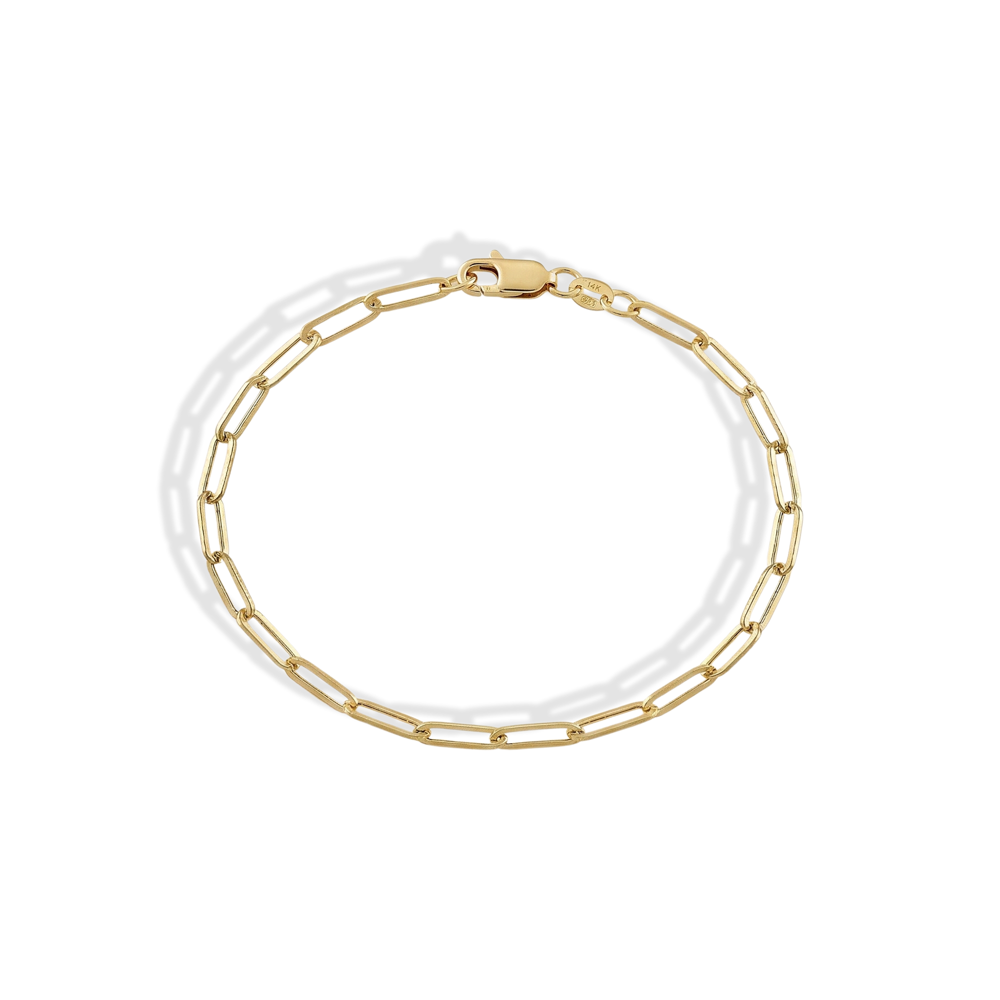 Paper Clip Chain Bracelet 14K Gold