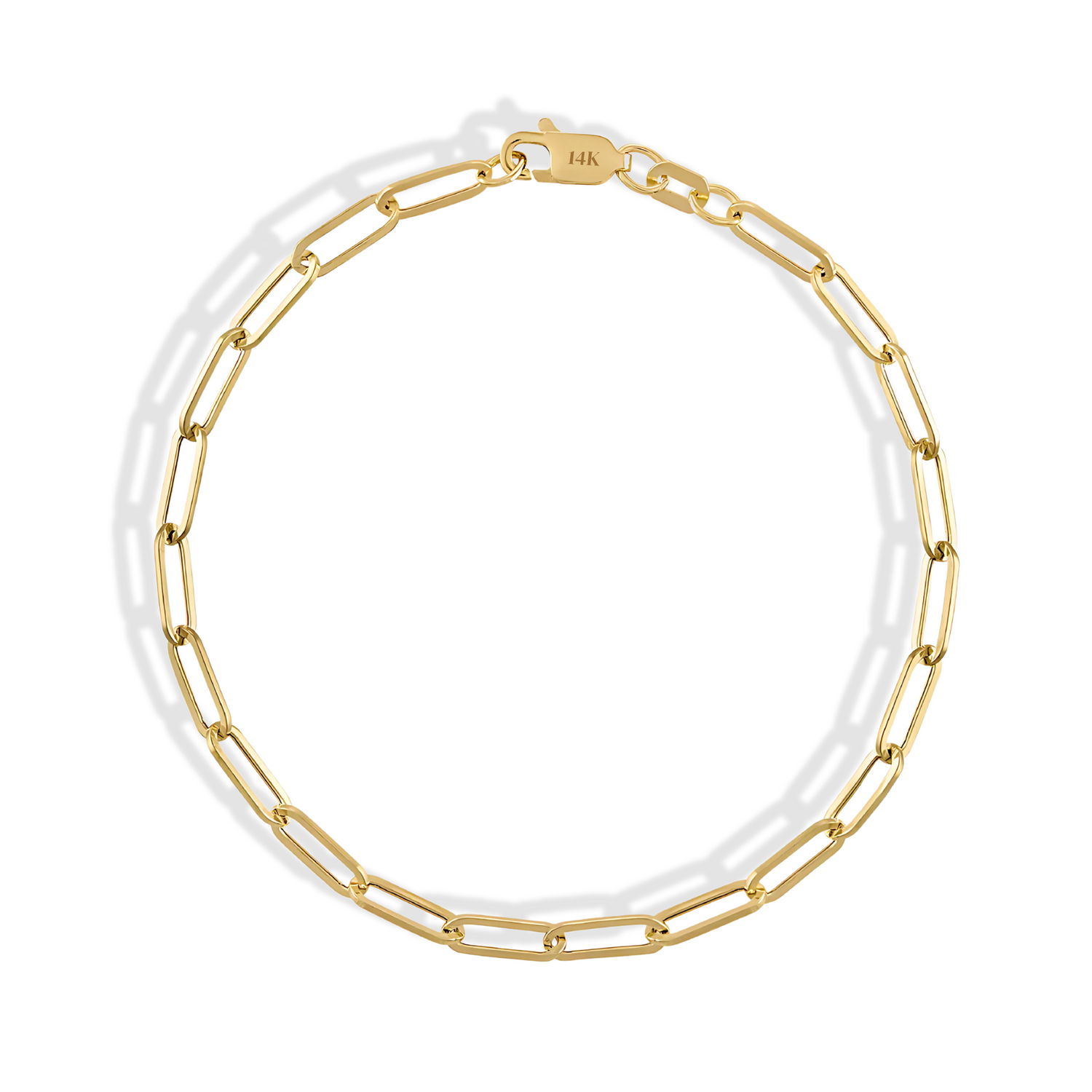 Paper Clip Chain Bracelet 14K Gold
