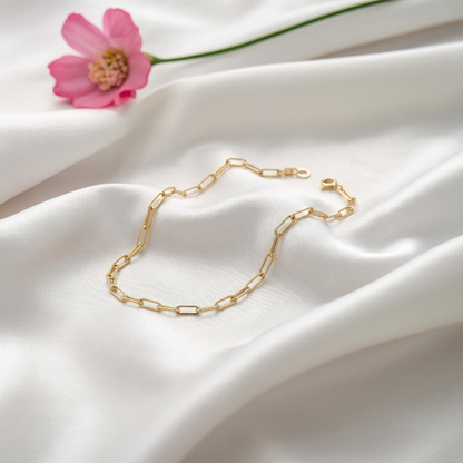 Paper Clip Chain Bracelet 14K Gold