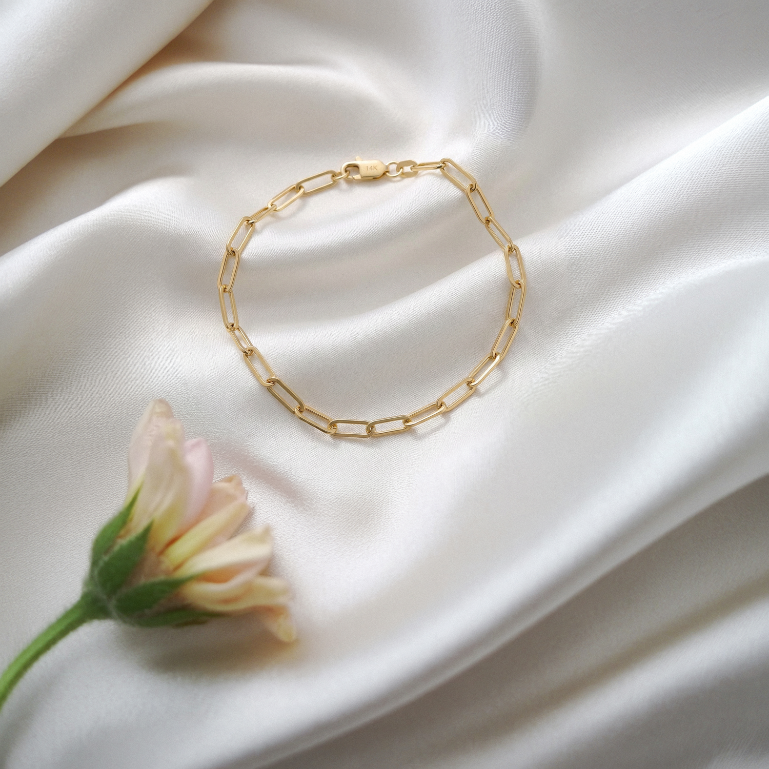 Paper Clip Chain Bracelet 14K Gold