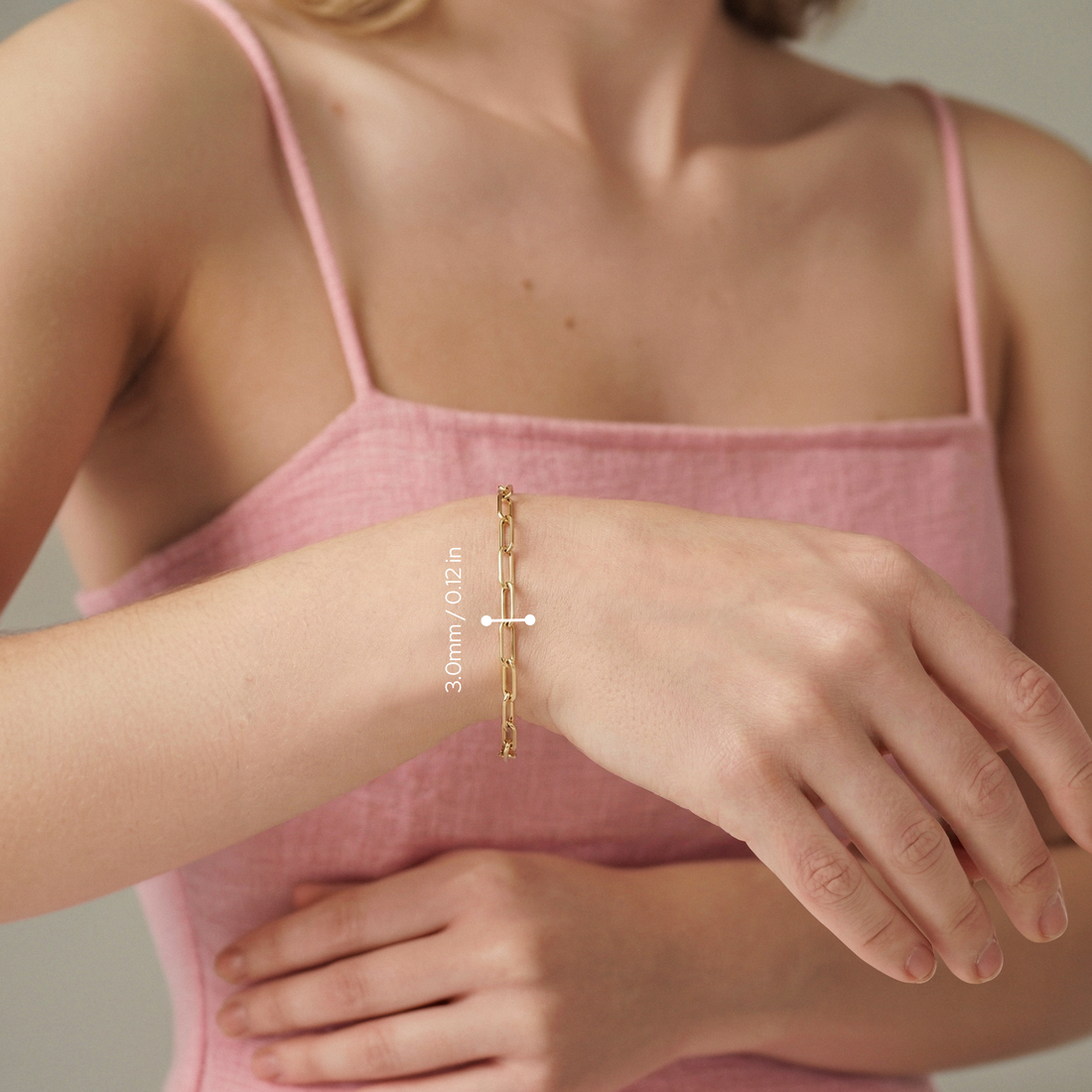 Paper Clip Chain Bracelet 14K Gold