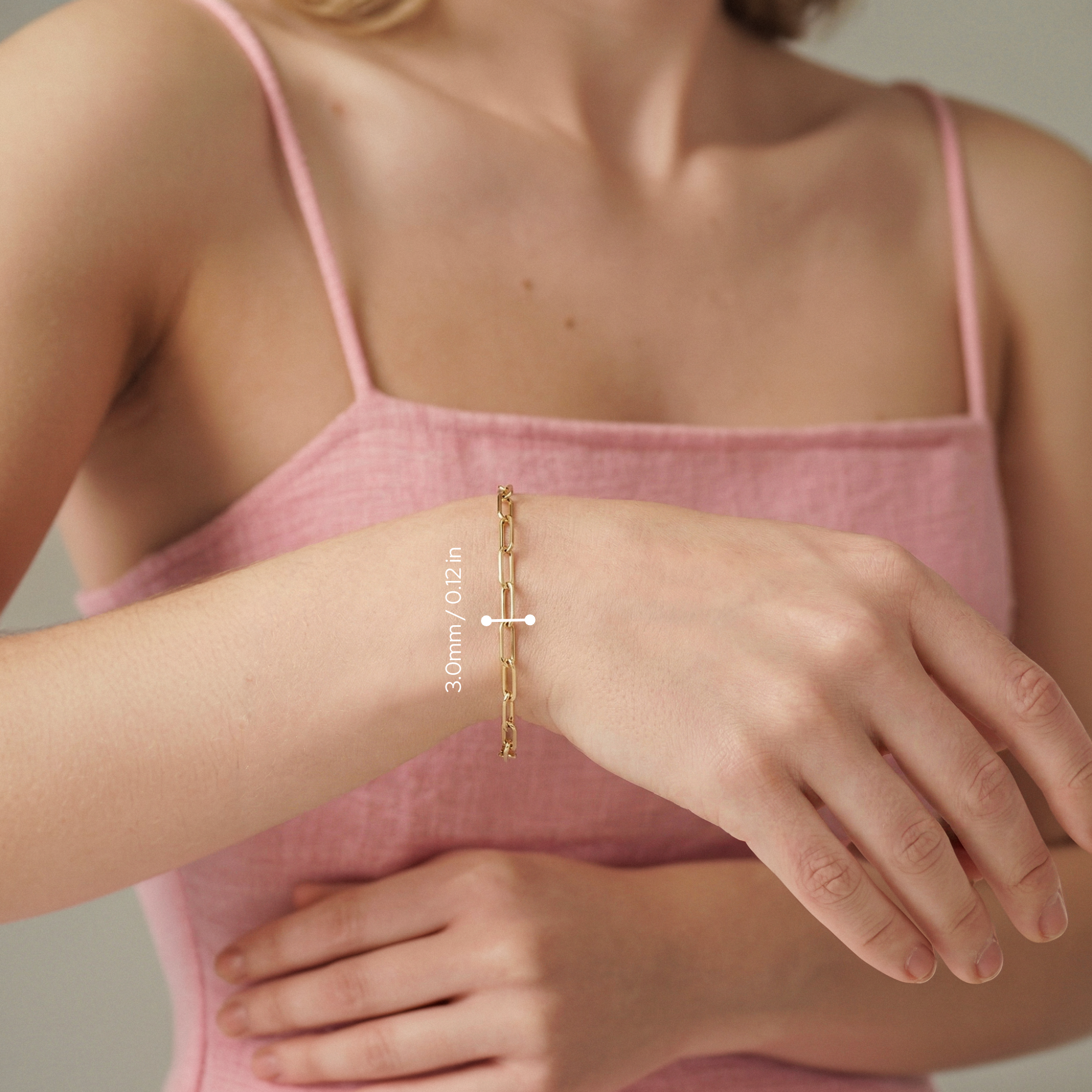 Paper Clip Chain Bracelet 14K Gold