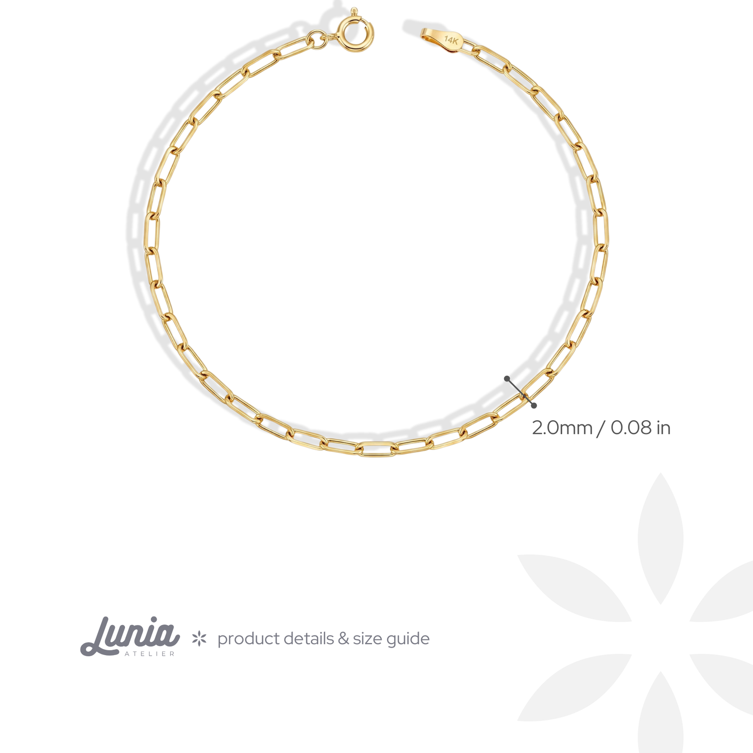 Paper Clip Chain Bracelet 14K Gold