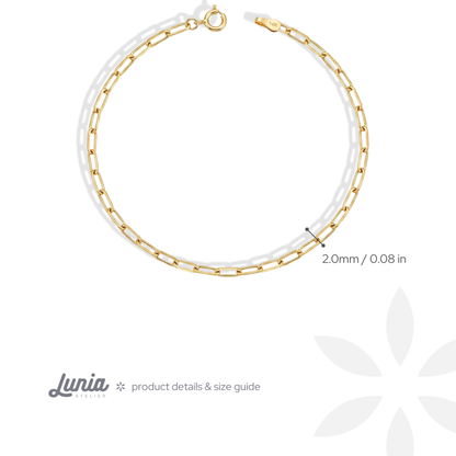 Paper Clip Chain Bracelet 14K Gold