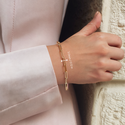 Paper Clip Chain Bracelet 14K Gold
