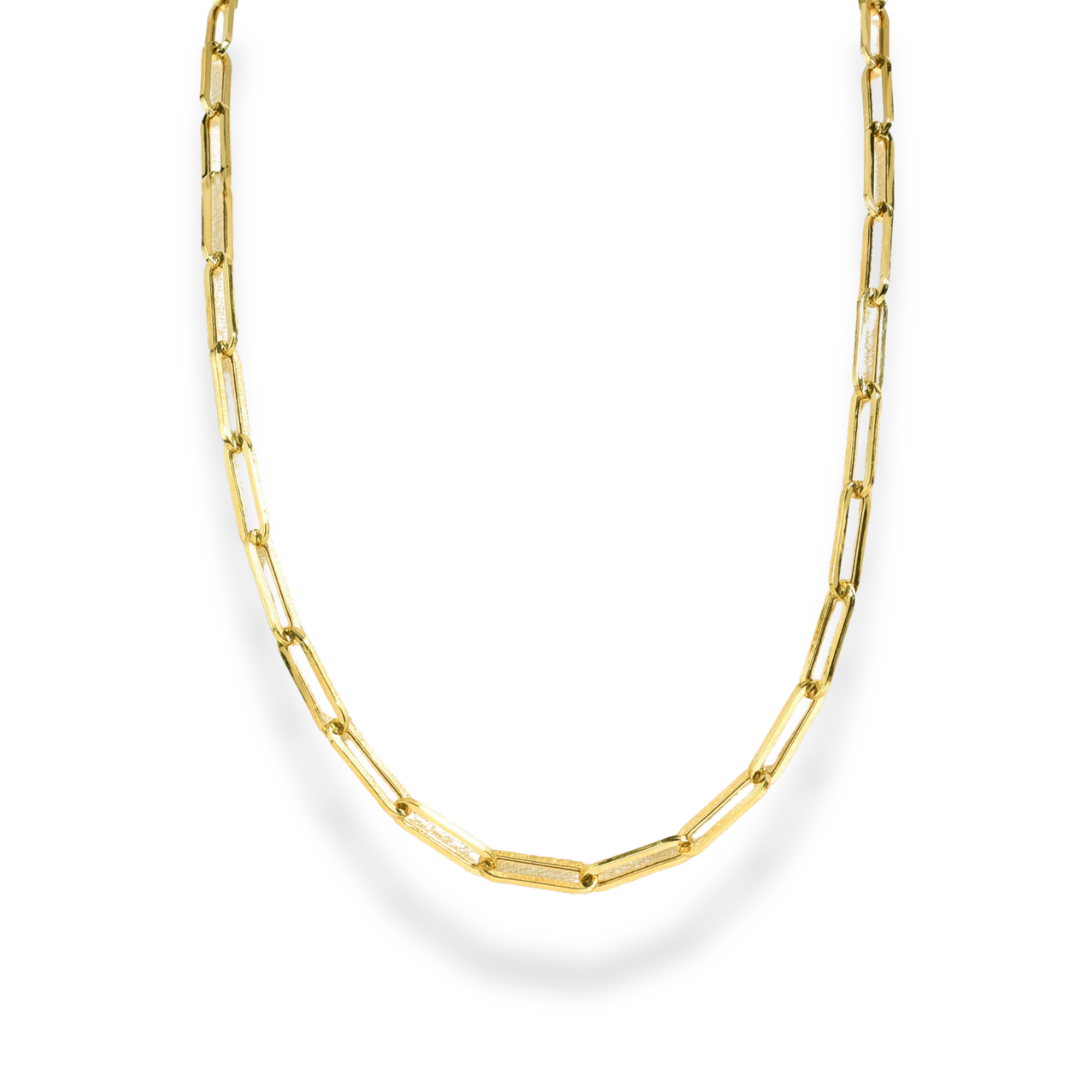 Paperclip Chain Necklace 14K Gold