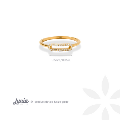 Paperclip Stone Diamond Ring 14K Gold