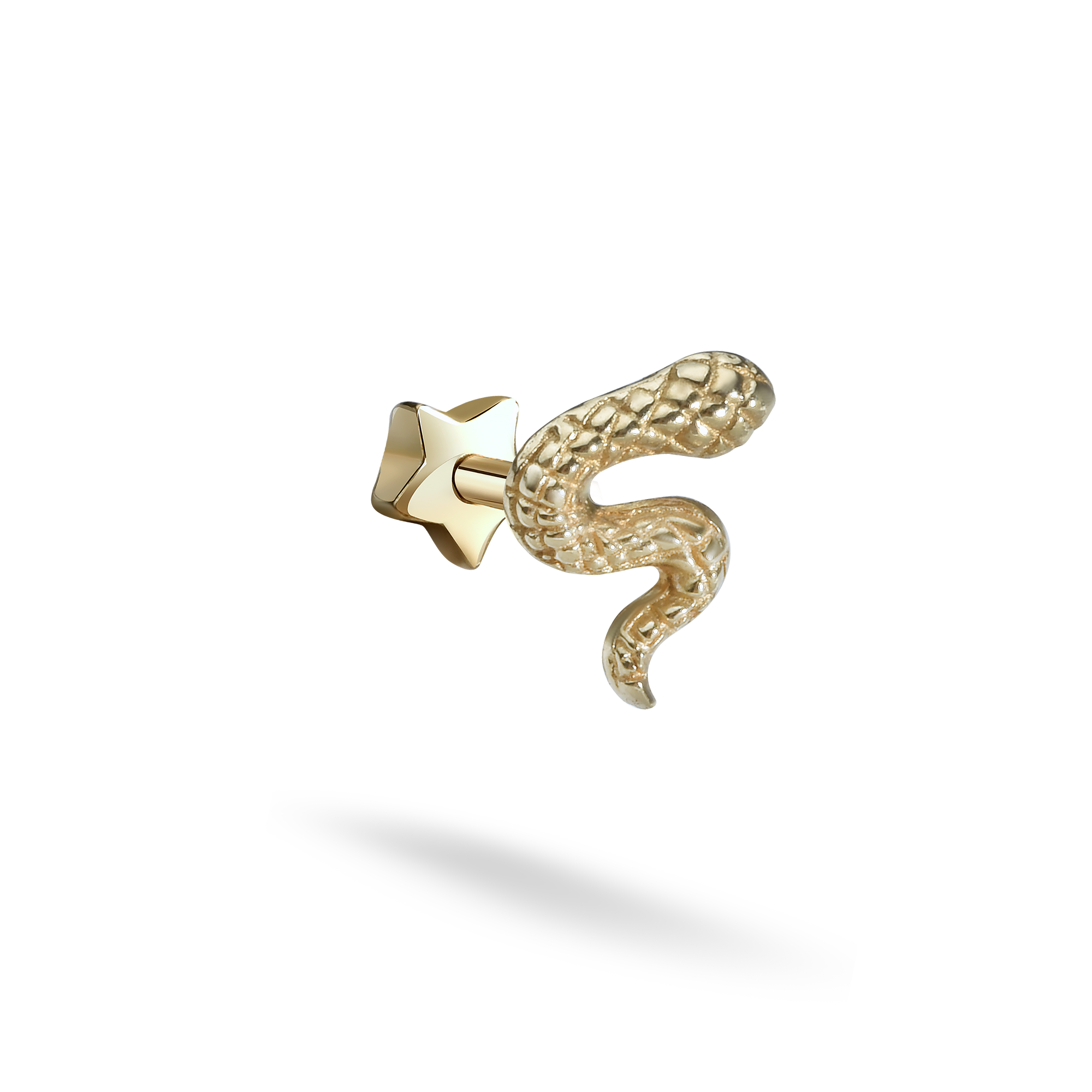 Patterned Snake Flatback Ear Piercing 14K Gold