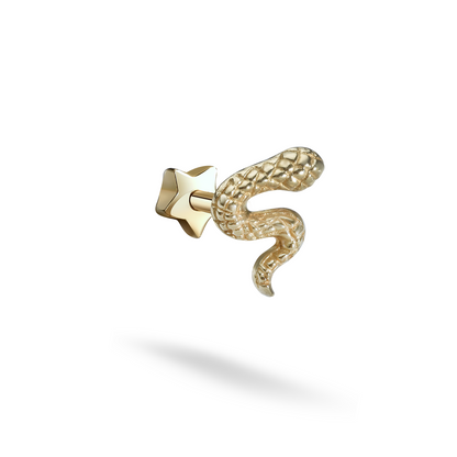 Patterned Snake Flatback Ear Piercing 14K Gold