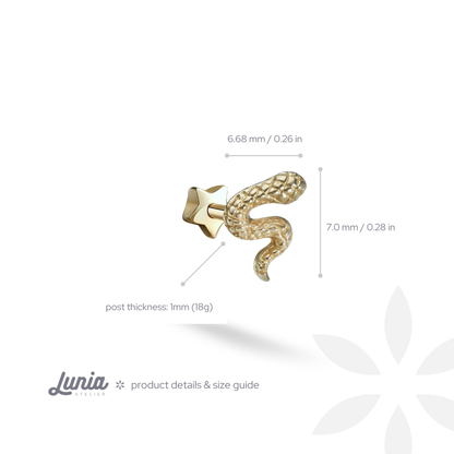 Patterned Snake Flatback Ear Piercing 14K Gold