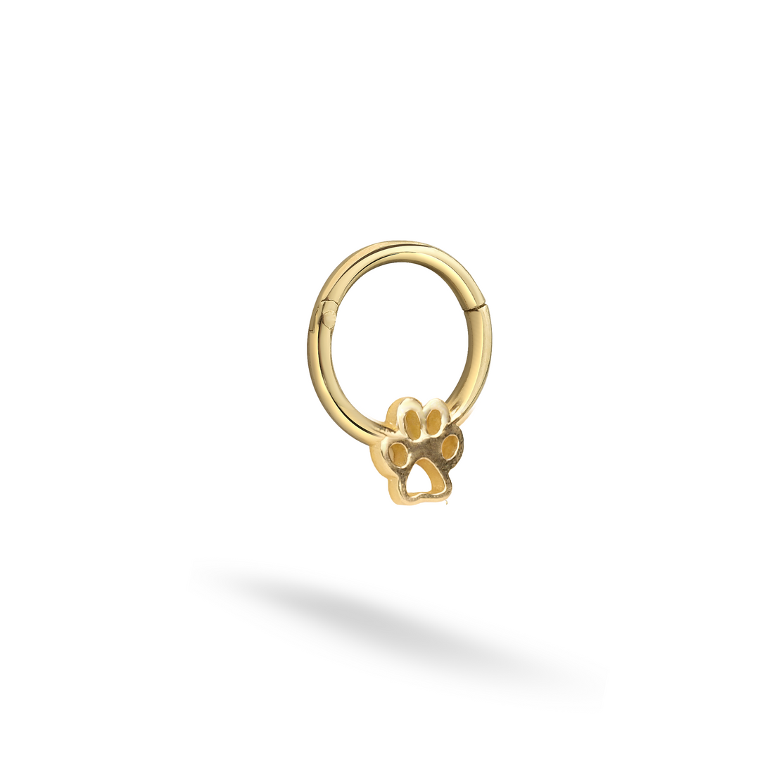Cat &amp; Dog Paw Print Hoop Ear Piercing 14K Gold