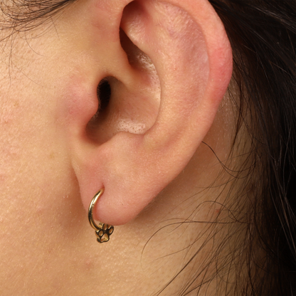 Paw Print Ring Hoop Ear Piercing 14K Gold