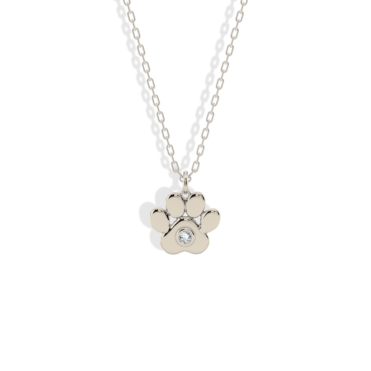 Paw Stone Pendant Cat Dog Necklace 14K Gold / Silver
