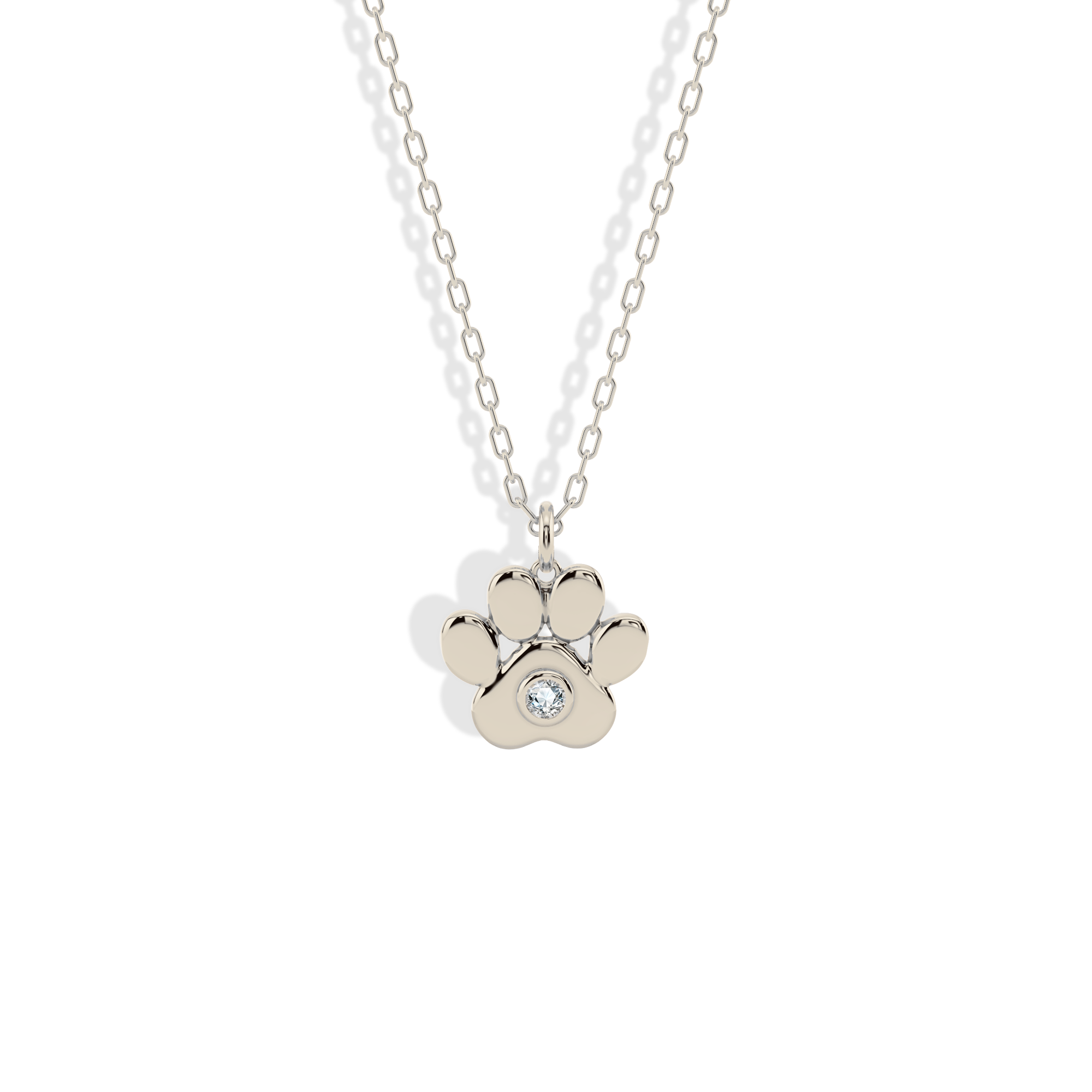 Paw Stone Pendant Cat Dog Necklace 14K Gold / Silver