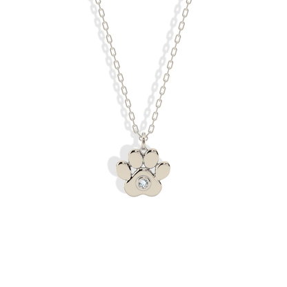 Paw Stone Pendant Cat Dog Necklace 14K Gold / Silver