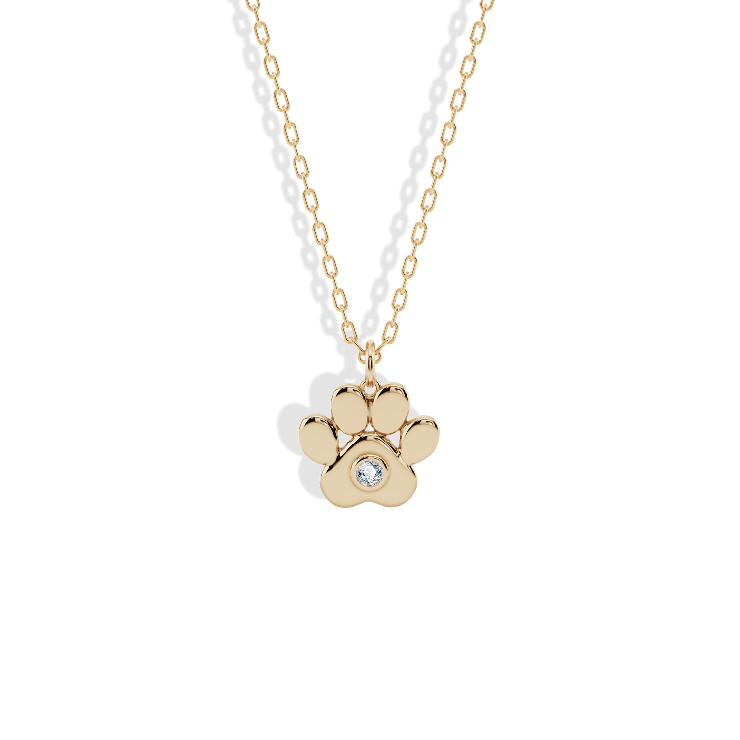 Paw Stone Pendant Cat Dog Necklace 14K Gold / Silver, hand crafted animal necklace.
