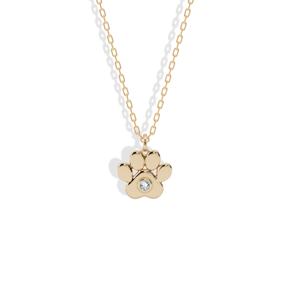 Paw Stone Pendant Cat Dog Necklace 14K Gold / Silver, hand crafted animal necklace.
