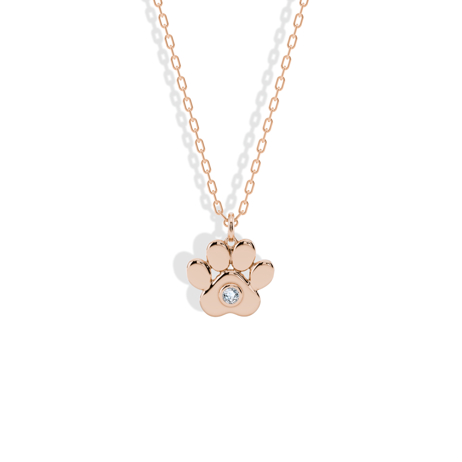 Paw Stone Pendant Cat Dog Necklace 14K Gold / Silver