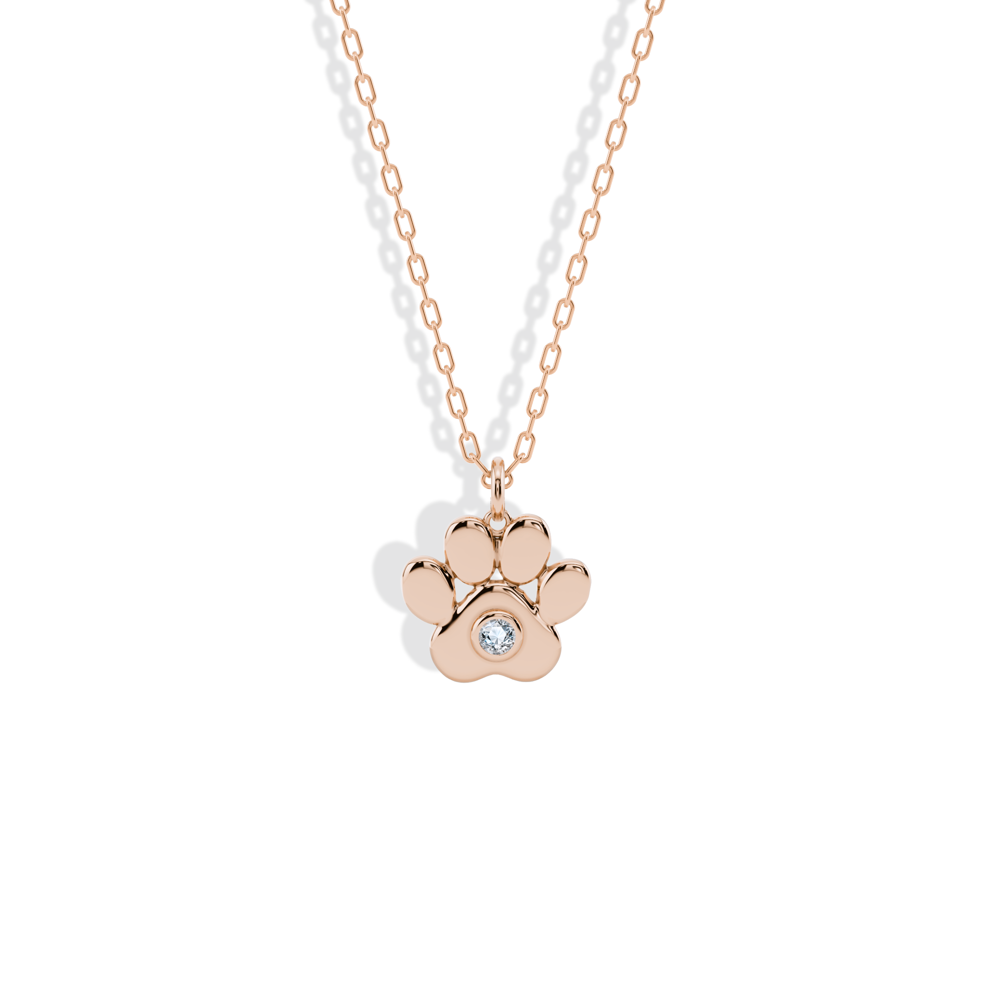Paw Stone Pendant Cat Dog Necklace 14K Gold / Silver