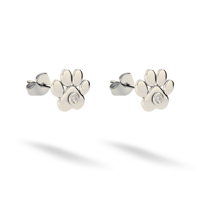 Paw Stone Stud Earrings 14K Gold / Silver