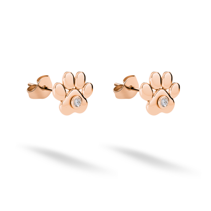Paw Stone Stud Earrings 14K Gold / Silver