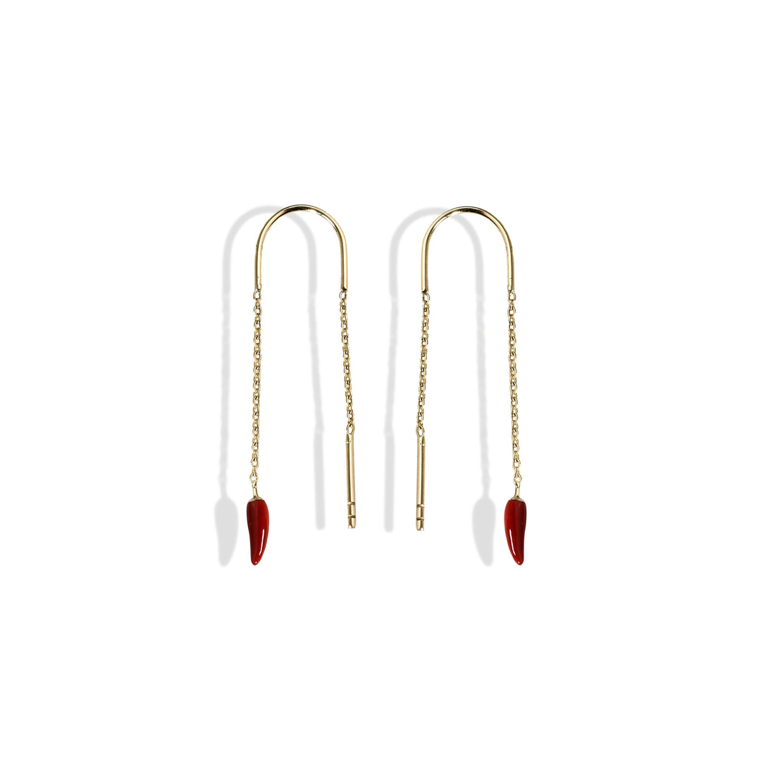 Pepper Ear Threader Earrings 14k Gold