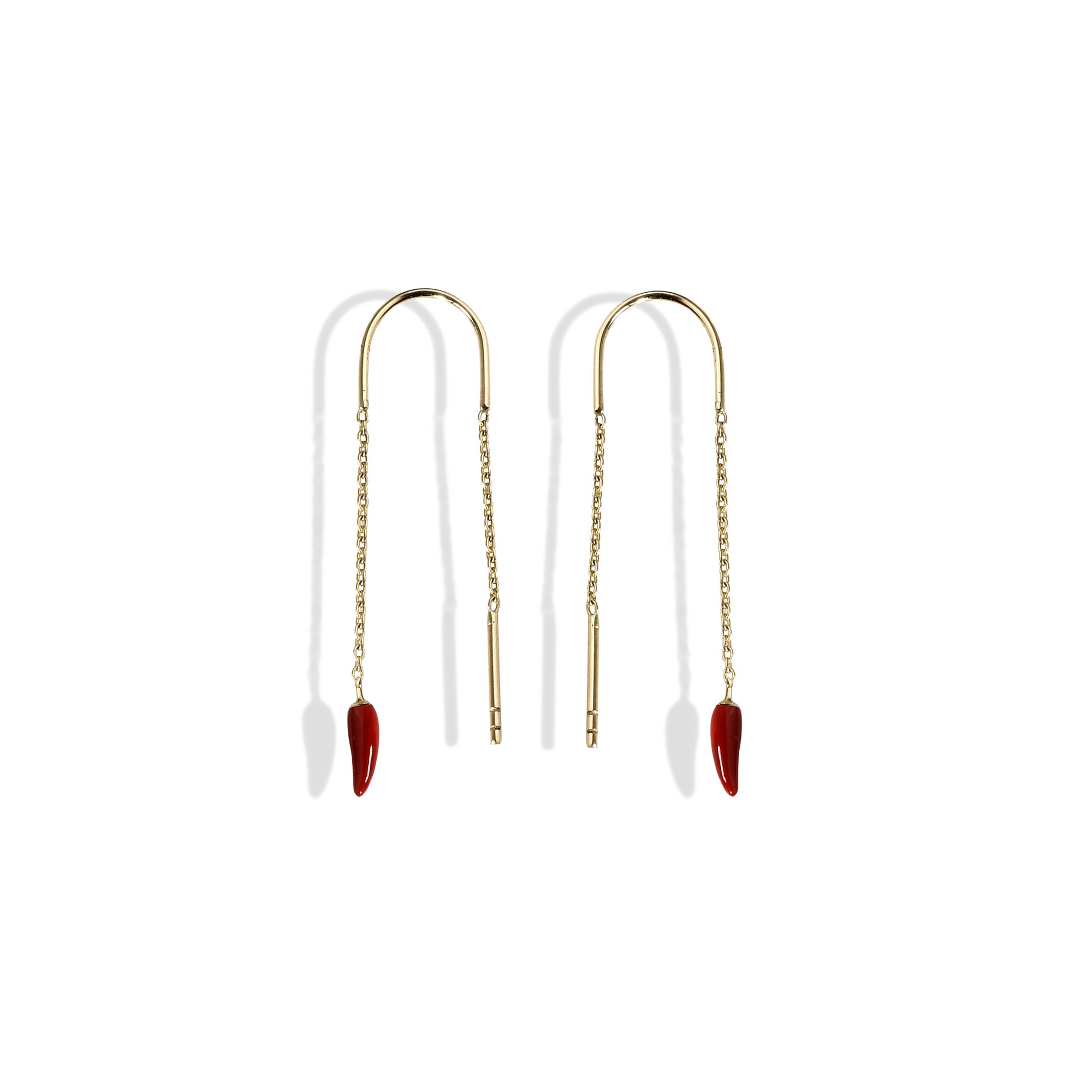 Pepper Ear Threader Earrings 14k Gold