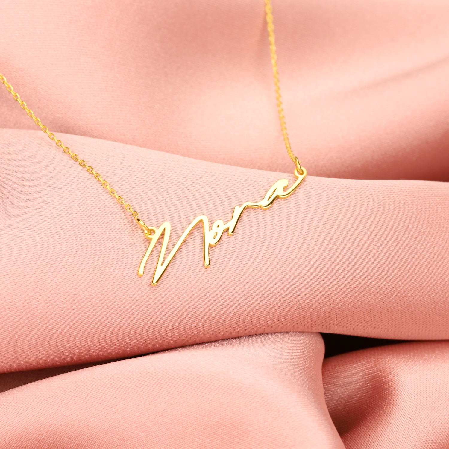 Personalized Cursive Name Custom Necklace 14K Gold