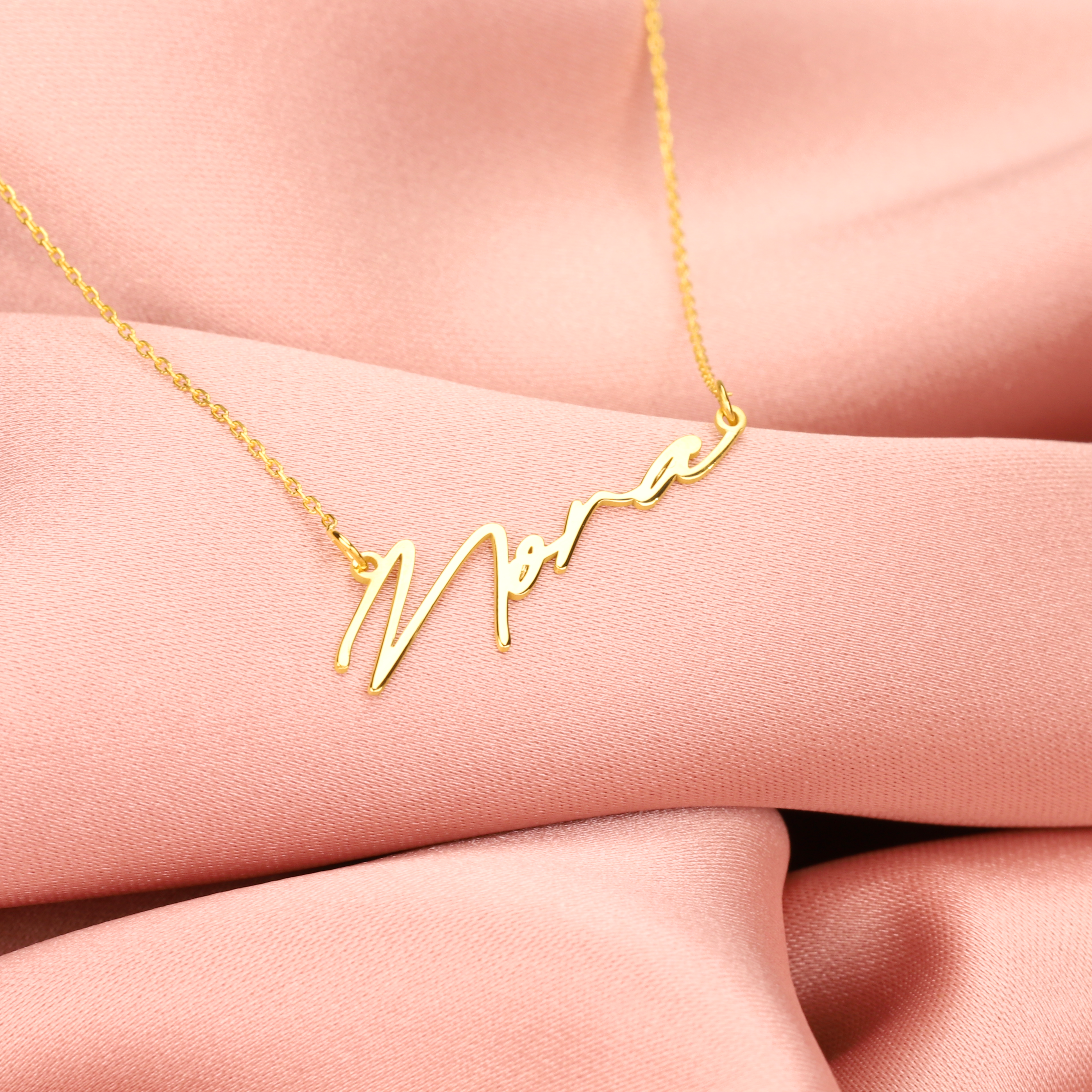 Personalized Cursive Name Custom Necklace 14K Gold