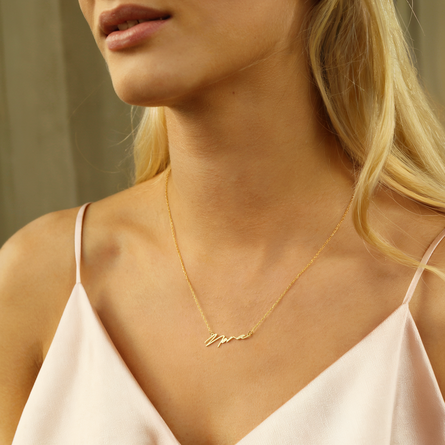 Personalized 14K Gold Script Name Necklace