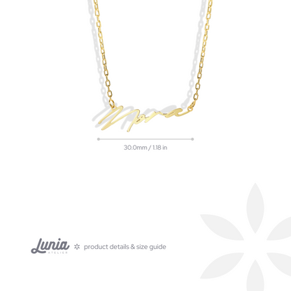 Personalized Cursive Name Custom Necklace 14K Gold