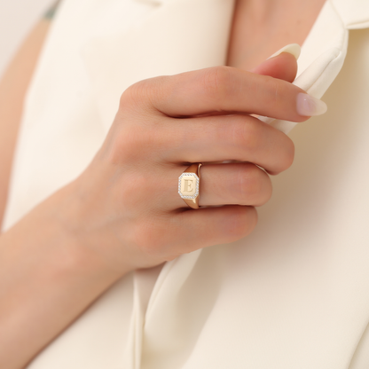 Personalized Diamond Stone Ring 14K Gold