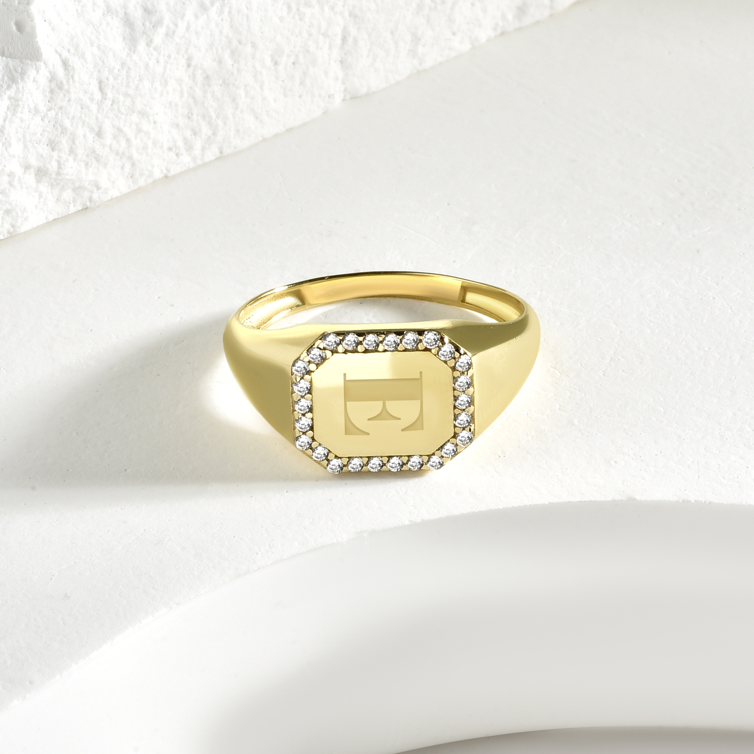 Personalized Initial Diamond Stone Custom Ring 14K Gold