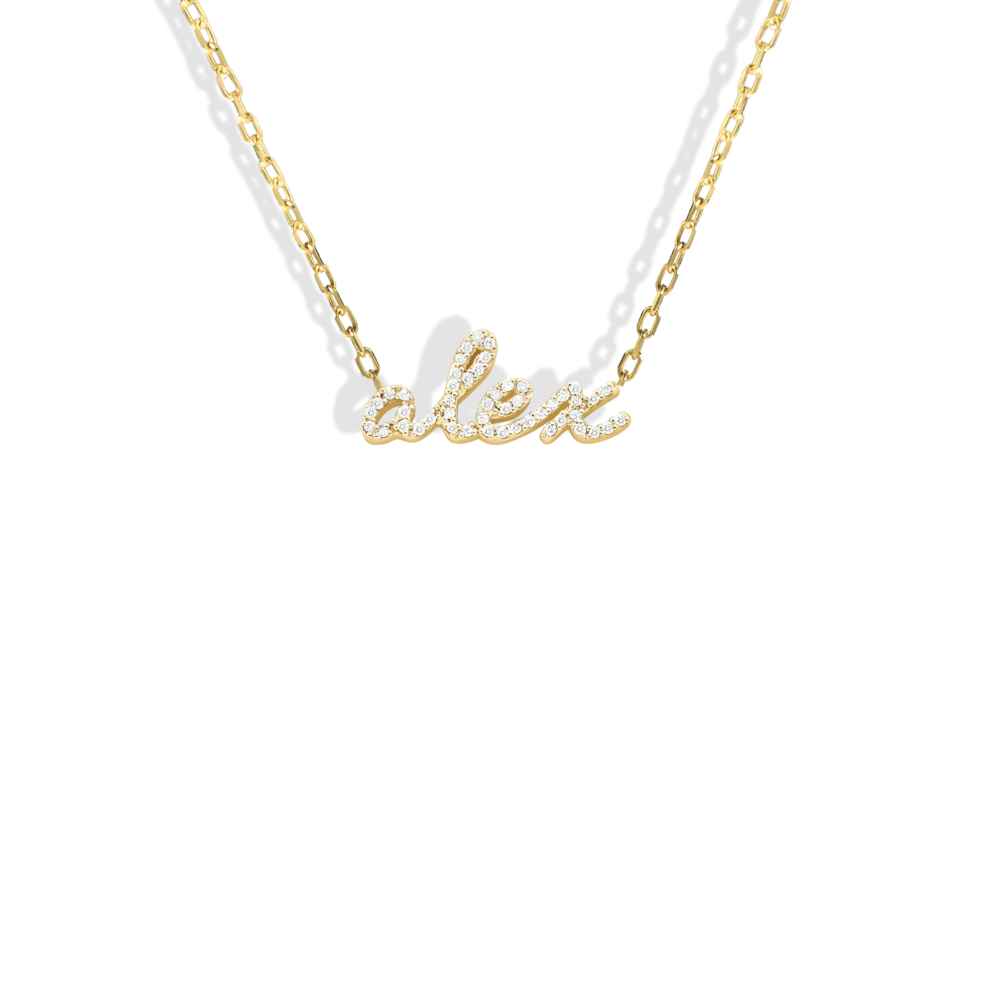 Handcrafted 14K Gold CZ Diamond Name Necklace