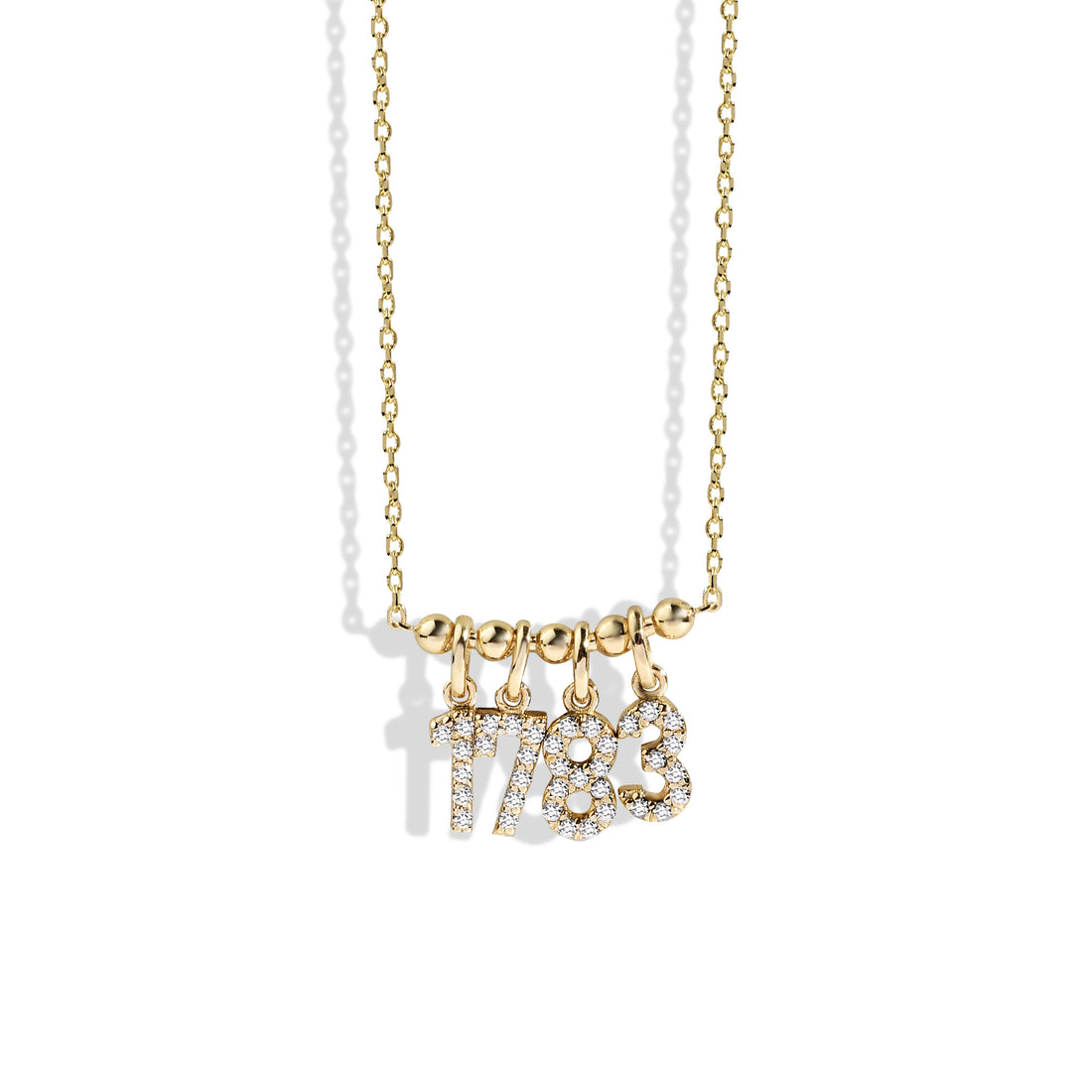 Personalized Number Necklace 14K Gold