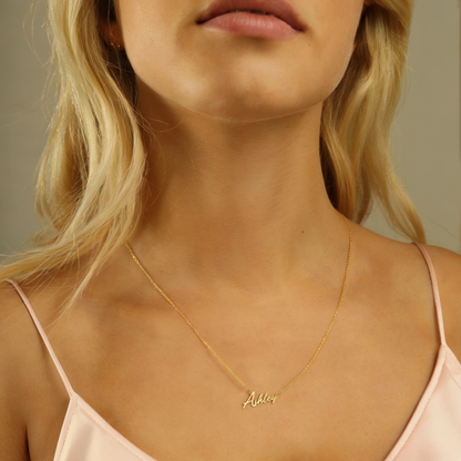 Script Name Necklace Personalized in 14K Gold