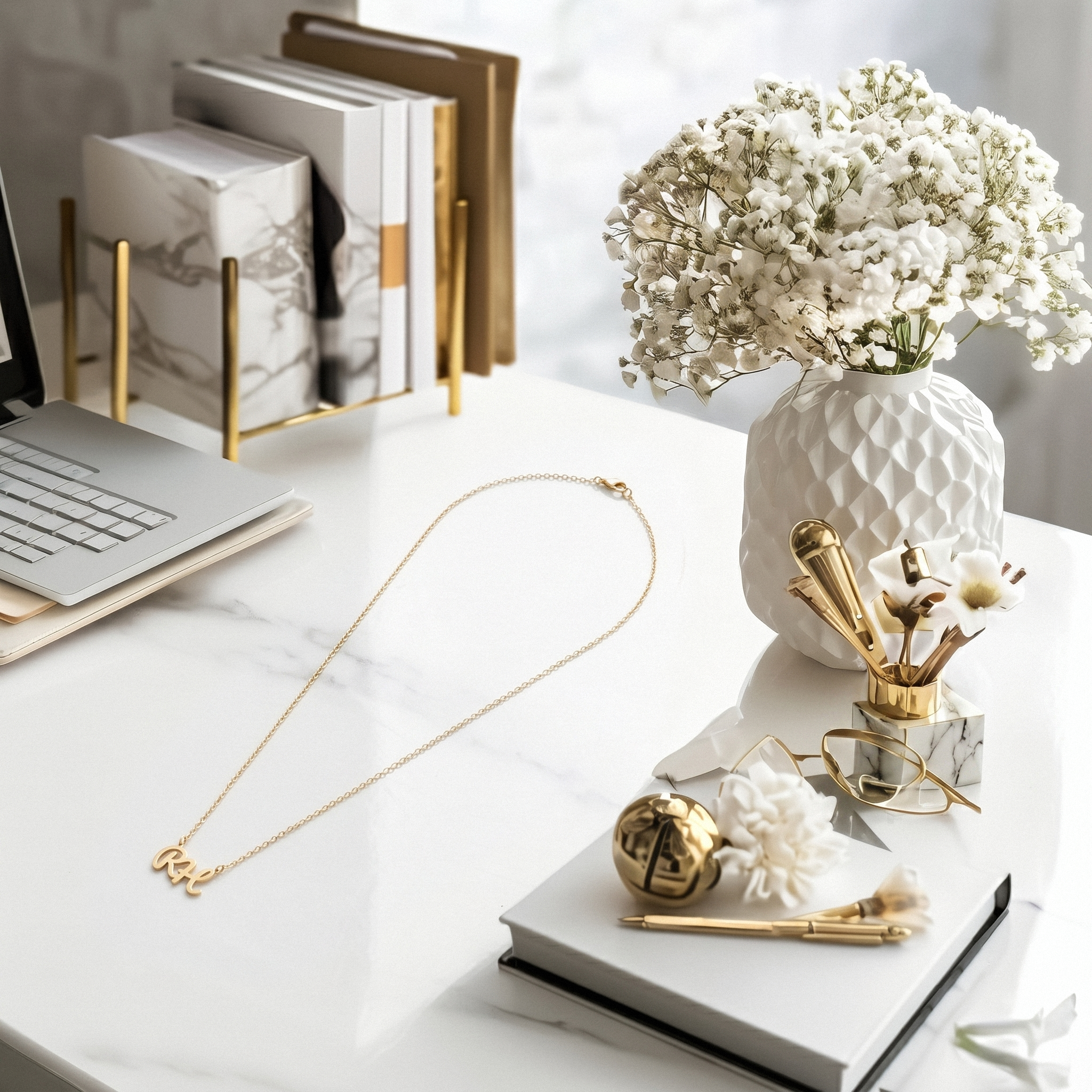 Personalized Two Letter Custom Necklace 14K Gold / Silver