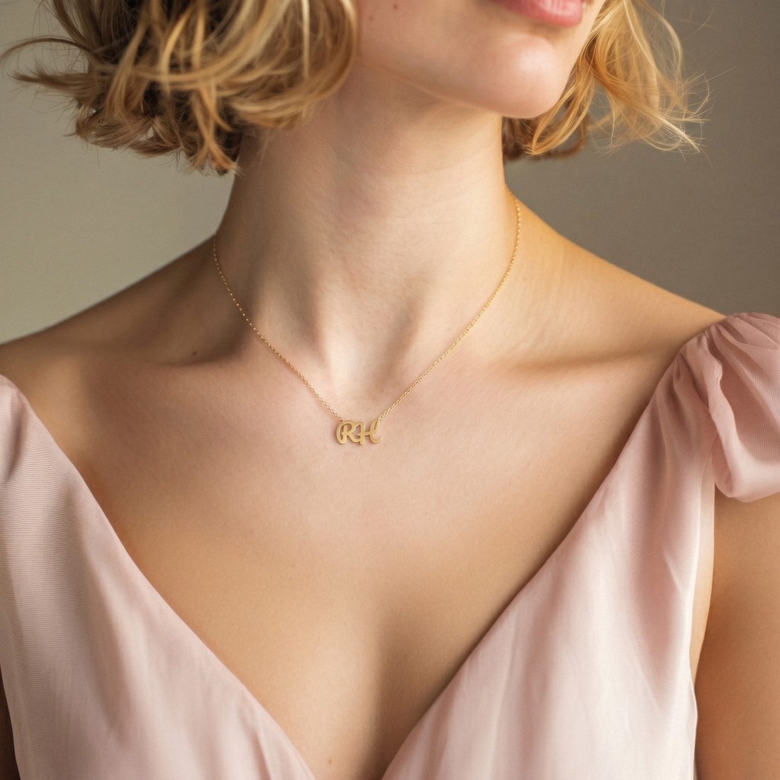 Personalized Two Letter Custom Necklace 14K Gold / Silver