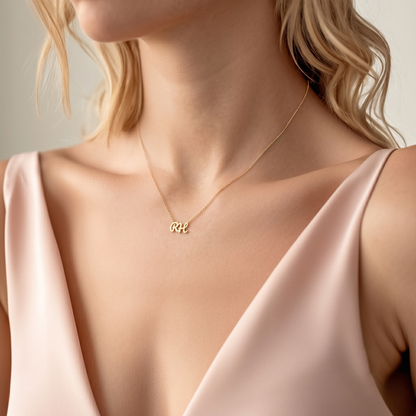 Personalized Two Letter Custom Necklace 14K Gold / Silver