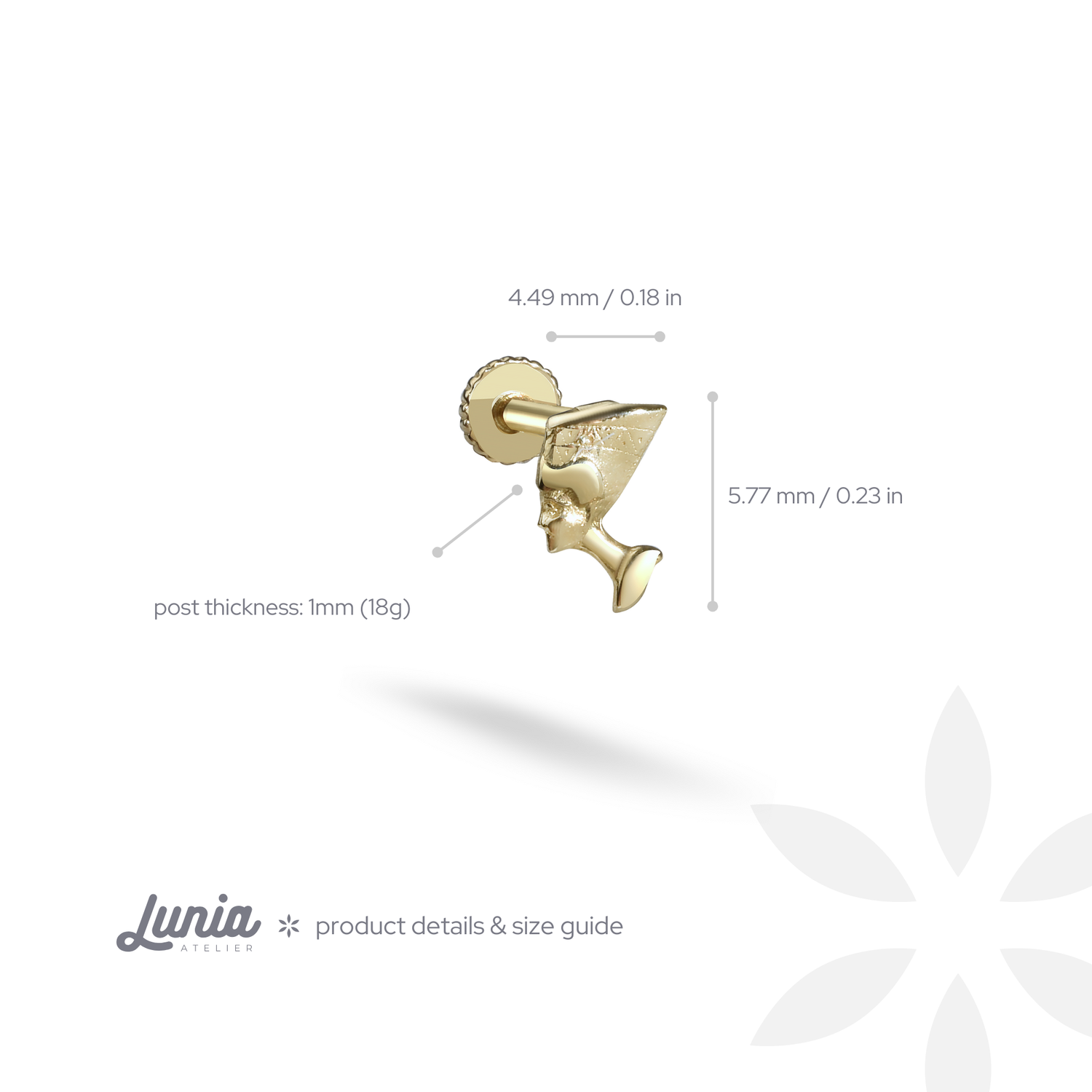 Pharaoh Flatback Ear Piercing 14K Gold