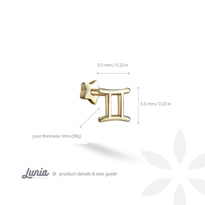 Pi Flatback Ear Piercing 14K Gold