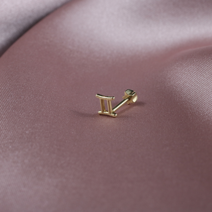 Pi Flatback Ear Piercing 14K Gold