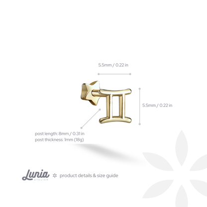 Pi Flatback Ear Piercing 14K Gold