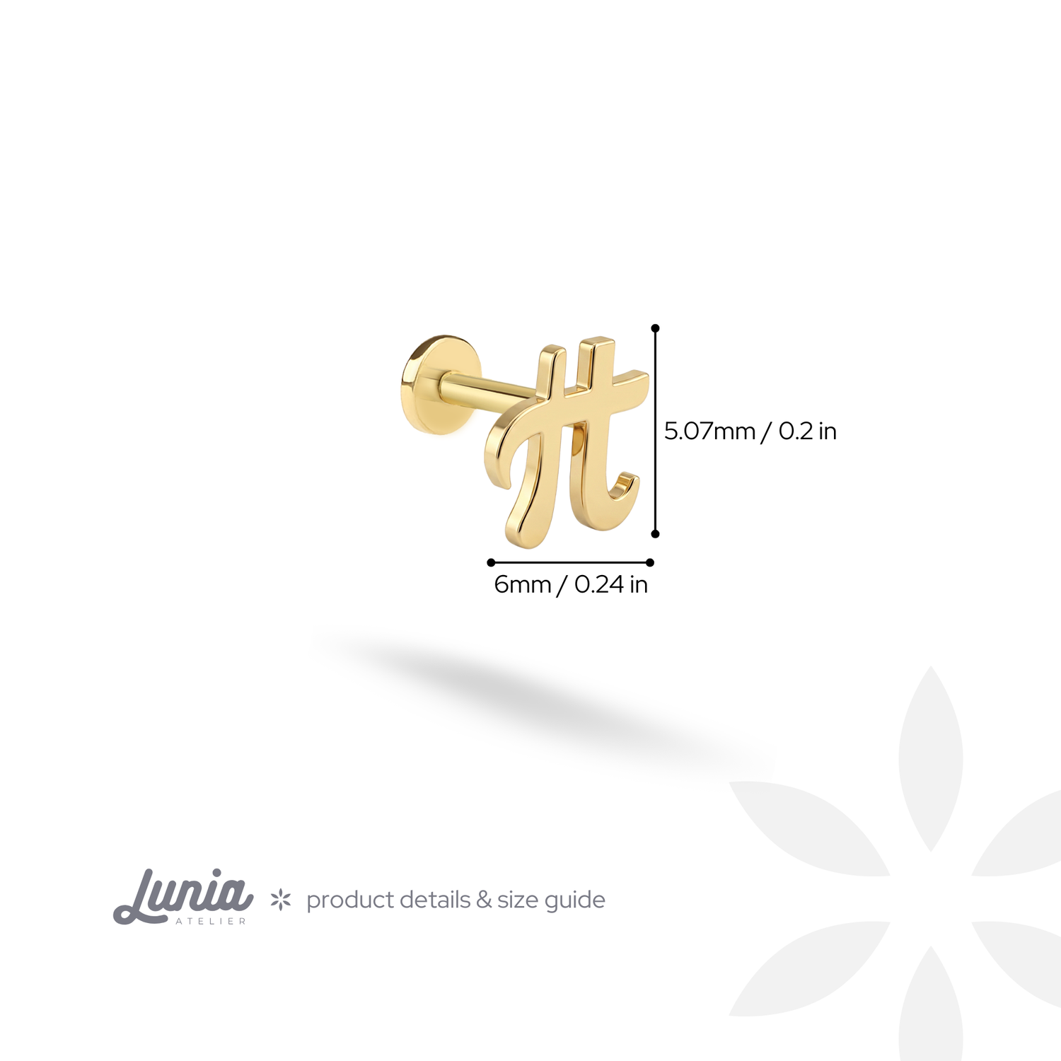 Pi Symbol Flatback Ear Piercing 14K Gold	/ Silver