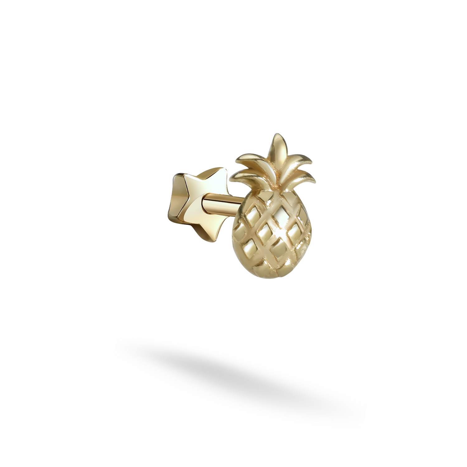 Pineapple Flatback Ear Piercing 14K Gold