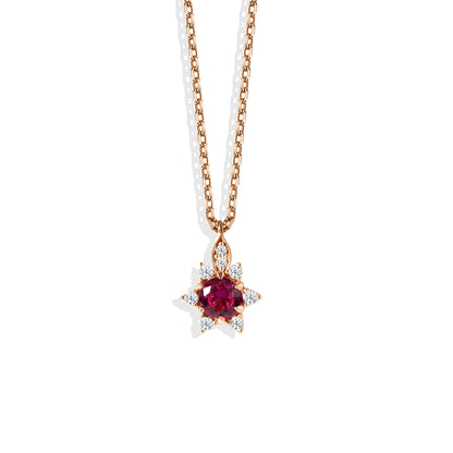 Pink Star Diamond Necklace 14K Gold